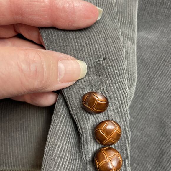 Vtg Mervyns Corduroy Blazer Mens 44L Gray Pinwale 2 Button Suede Elbow Patch - Picture 16 of 16